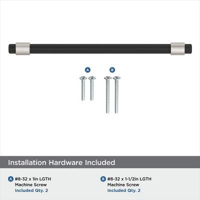 Matte Black and Satin Nickel Modern Cabinet Bar Pull