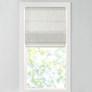 Vynxaria 27"Wx64"L Linen Blend Light Filtering Cordless Roman Shade,White(Only 1 PC) - 1 of 4