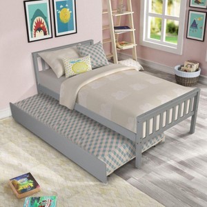 Streamdale Twin Bed with Trundle, Platform Frame, Headboard/Footboard, Grey - 1 of 4