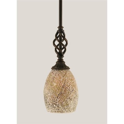 Toltec Lighting Elegante 1 - Light Pendant in  Dark Granite with 5" Natural Fusion Shade
