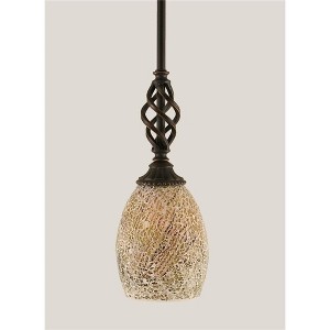 Toltec Lighting Elegante 1 - Light Pendant in  Dark Granite with 5" Natural Fusion Shade - 1 of 1
