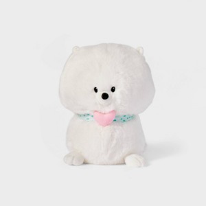 12'' Pomeranian Stuffed Animal with Heart Collar - Gigglescape™: Fluffy Dog - 1 of 4