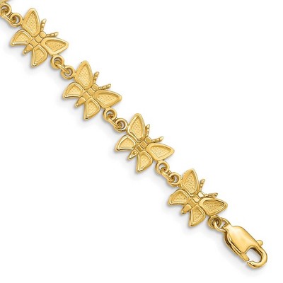 Black Bow Jewelry 14k Yellow Gold Butterfly Bracelet - 7 Inch