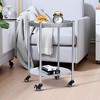 Mshliw Round 2-Tier Coffee Table with Wheels, Modern Metal Movable Side Table with Detachable Top, Rolling End Table for Living Room or Bedroom - 4 of 4