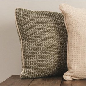 Manual Woodworkers & Weavers Bold Zig Zag Pillow in Green – 100% Cotton, Contemporary Square Design - 1 of 4