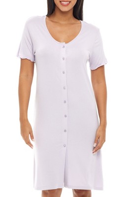 Cheibear Womens Modal Nightshirt Soft Button Down Nightgown Short Sleeve  Pajama Sleepshirt Light Purple Large : Target