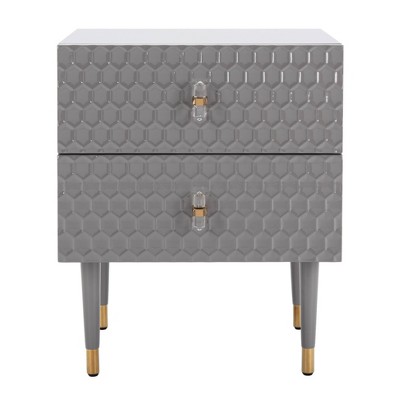 Neptune 2 Drawer Side Table Gray/Gold - Safavieh