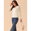 Seta T Women's Dressy Casual V Neck Top Swiss Dot Long Sleeve Shirts - 3 of 4