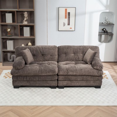 NicBex Modern Chenille Deep Seat Loveseat Sofa with Comfy Armrests & Pillows,2-Seat Sectional Sofa for Living Room,Bedroom