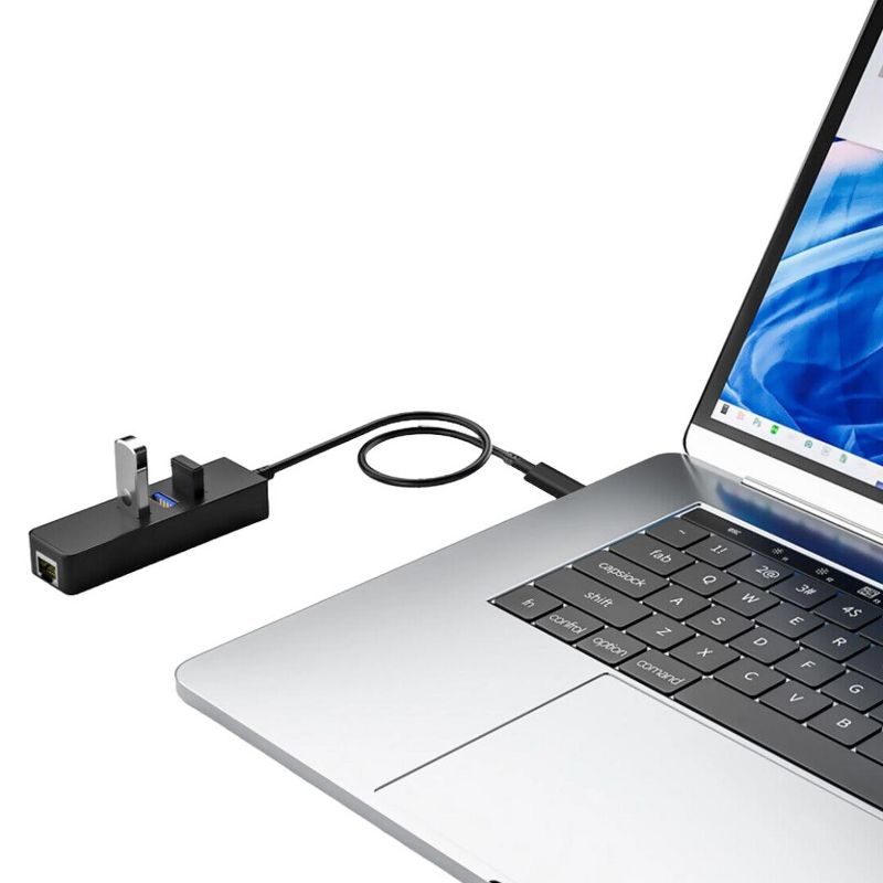 Sanoxy USB-C USB 3.1 Type-C Male to 3-Port USB 3.0 Hub RJ45 Gigabit Ethernet Adapter, 5 of 6