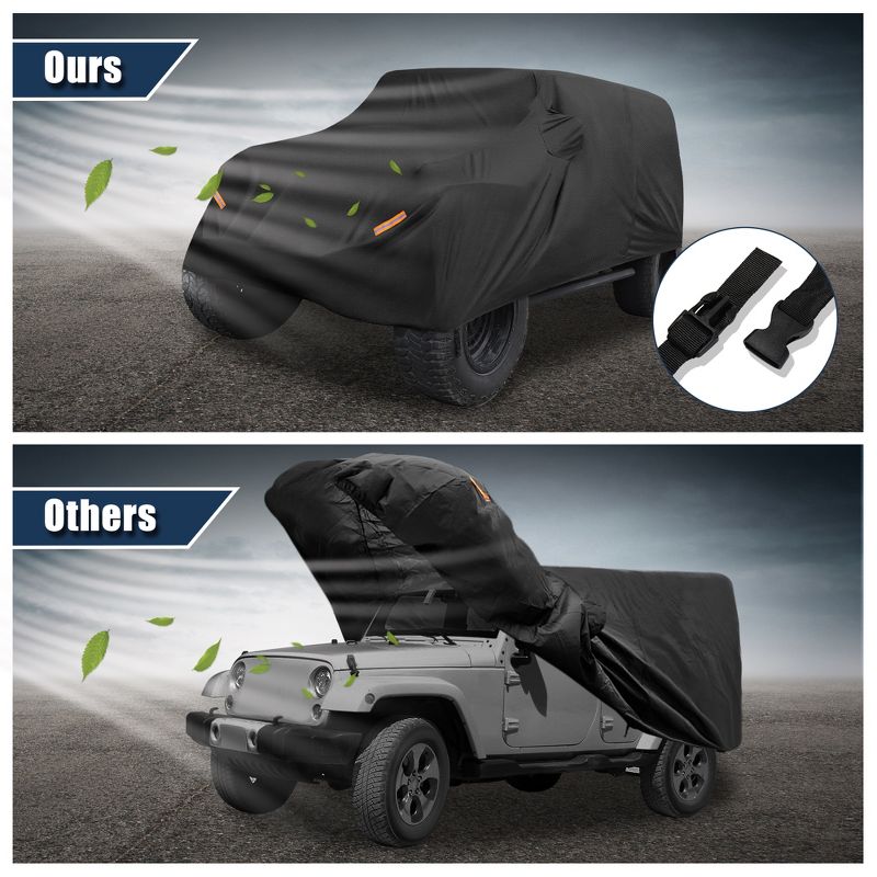 Unique Bargains SUV Car Cover Fit for Jeep Wrangler JK 4 door 2007-2017 Outdoor Waterproof Sun Dust Wind Snow Protection 210D Oxford, 4 of 5