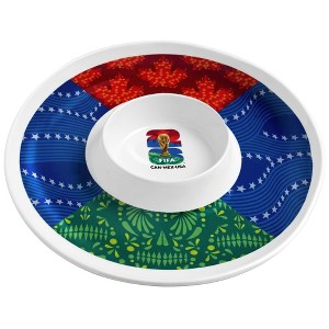 海外 米 ユニコーン 飾り皿 セット FANTASYLAND ダンバリーミント社 FIFA World Cup 2026 Melamine Chip & Dip Serving Tray Plate : Target