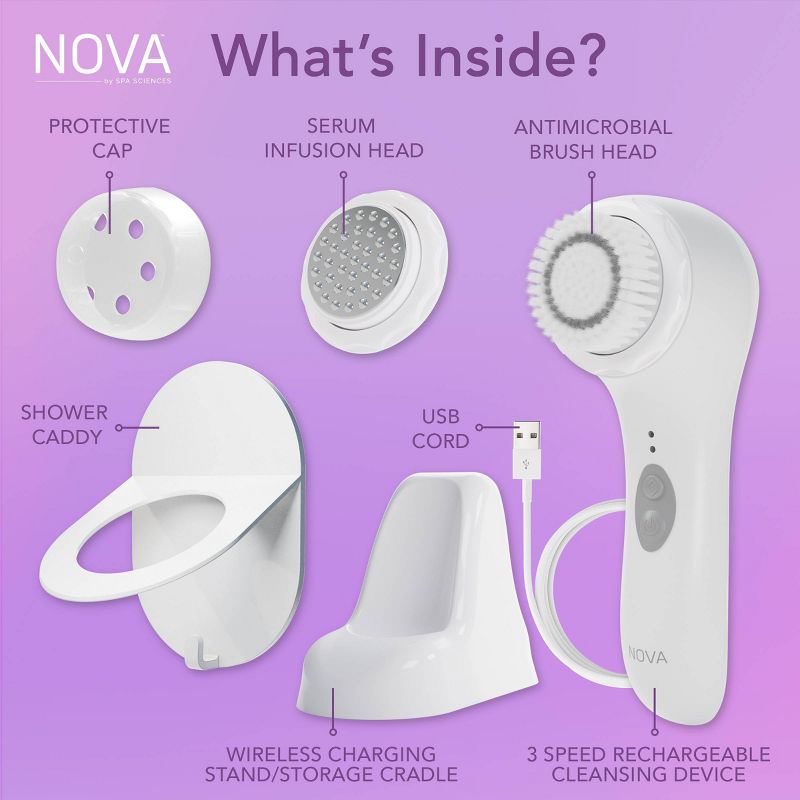 Spa Sciences NOVA Sonic Facial Brush with Antimicrobial Brush Bristles, 6 of 16