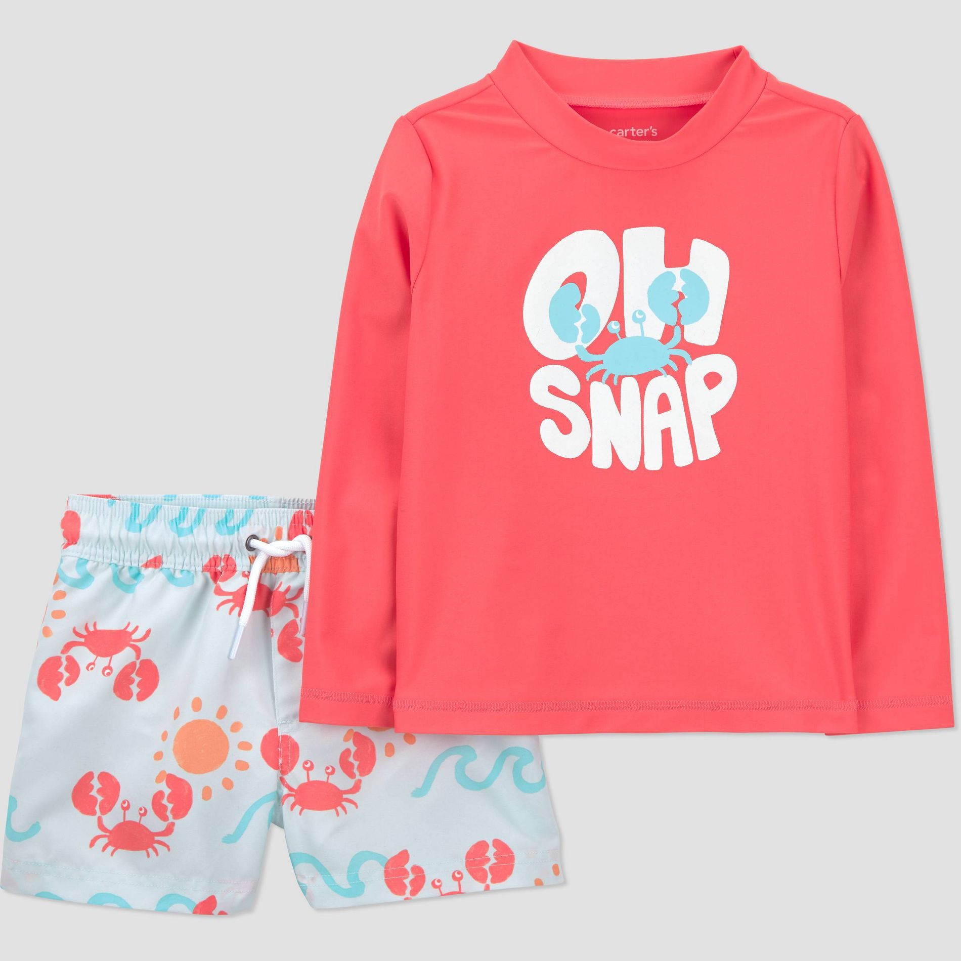 Carter's Just One You® Toddler Boys' Long Sleeve Rash Guard and Trunk Set - Orange/Blue