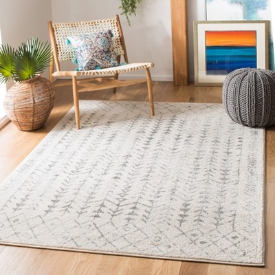 Ivory and Grey Hand-knotted 6' x 9' Synthetic Area Rug