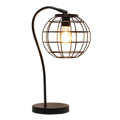 Matte Black Metal Arched Cage Table Lamp