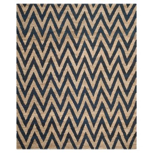 Blue/Natural Abstract Knotted Area Rug - (8