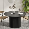 Lirago Solid Wood 46'' Round Dining Table for 4 People Nordic style 46x46 Black - 2 of 4