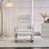 Modern Lounge Rocker,Teddy Fabric Rocking Chair With Pockets,Comfy Accent Arm Chair With Solid Wood Legs,Leisure Chairs-Cuddlewood - 2 of 4