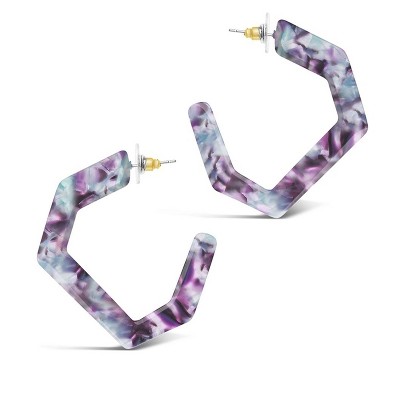 SHINE by Sterling Forever Resin Hex Hoops