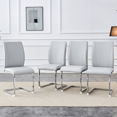NicBex PU Dining Chairs,Simple Armless Chairs with Metal Legs for Home,Kitchen,Living Room,Restaurant