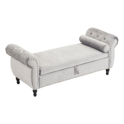 NicBex Storage Ottoman Bench for Bedroom,Velvet Storage Bench with Armrests and Solid Wood Frame,Ottoman for Living Room,Bedroom,Entryway