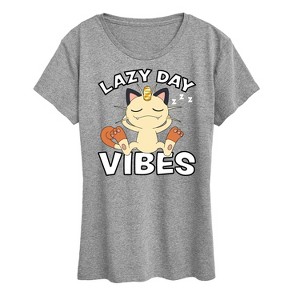 Women's - Pokémon - Lazy Day Vibes Meowth Short Sleeve Graphic T-Shirt - 1 of 4