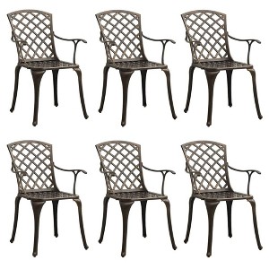 vidaXL Garden Chair Bronze Cast Aluminum - Set of 6 - 1 of 4