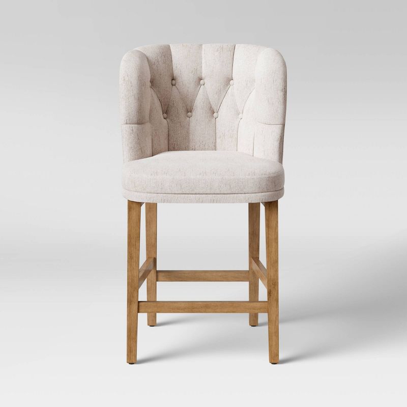 Winfall Tufted Barrel Counter Height Barstool Linen - Threshold&#8482;, 4 of 12