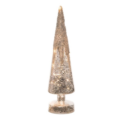 Transpac Glass 14.1 In. Silver Christmas Light Up Glitter Frosted Tree :  Target