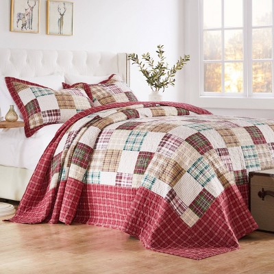 Oxford Red Cotton Reversible King Bedspread Set
