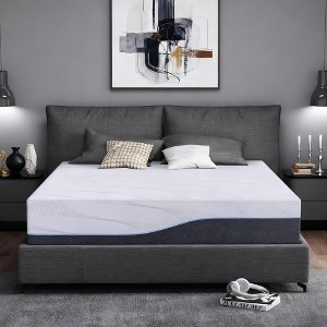 Dyonery 12"-14"  Extra Firm Memory Foam Mattress, Cool Green Tea Gel, Dual-Sided Medium Firm Mattress, Fiberglass-Free, CertiPUR-US - 1 of 4