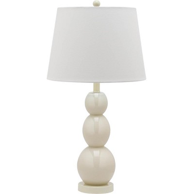 Light Grey Glass 3-Sphere Table Lamp Set with Cotton Shade