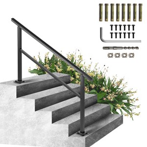 VEVOR Outdoor Handrail 165LBS Load Handrail 60 x 35" Railing Transitional Range from 0 to 30° Staircase Handrail Fits 4-5 Steps with Screw Kit,Black - 1 of 4
