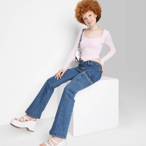 kunstner Forøge forståelse Women's Low-rise Cargo Flare Jeans - Wild Fable™ Dark Wash : Target