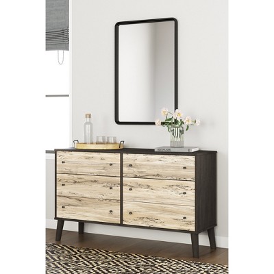 Piperton 6-Drawer Black and Light Brown Dresser