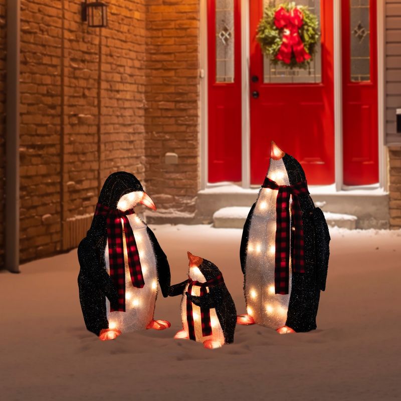 Northlight Set of 3 Lighted Penguin Family Outdoor Christmas Yard Decoration, 2 of 8