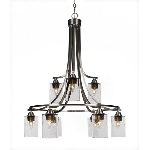 Toltec Lighting Paramount 9 - Light Chandelier in  Brushed Nickel with 4" Clear Bubble Shade - 1 of 1