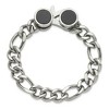 Black Bow Jewelry Men's Stainless Steel & Black Agate Fancy Figaro Chain Bracelet, 8 In - 3 of 4