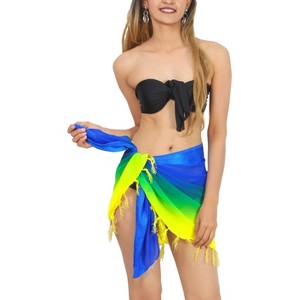 LA LEELA Womens Sarong Coverups Swimsuit Swim Cover Up Short Women's Beachwear Summer Pool Beach Wraps Swimwear Bikini Cover-ups One Size Blue,Solid - 1 of 4