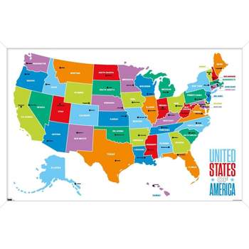 Trends International Map - United States Of America 2022 Framed Wall Poster Prints