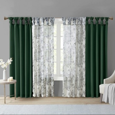 MAYEERTY 50x84" Twist Tab Lined Window Curtain Panel for Living Room Green