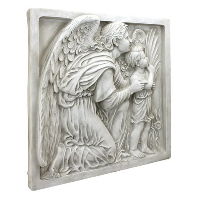 24" Antique Stone Resin Guiding Angel Wall Frieze