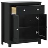 vidaXL Berg Black Bathroom Cabinet - Solid Pine Wooden Storage Unit with Drawer and Doors - 4 of 4