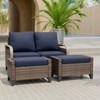 Outdoor Rattan Furniture Set Patio Seating Set Patio Loveseat with Ottoman - 2 of 4