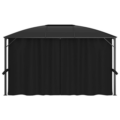 vidaXL Classic Styled Gazebo with UV-Resistant Polycarbonate Roof and Adjustable Polyester Curtains - 157.5"x118.1"x104.3" Anthracite