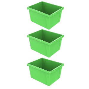 Storex Small Classroom Storage Bin, Green, Pack of 3 - 1 of 1