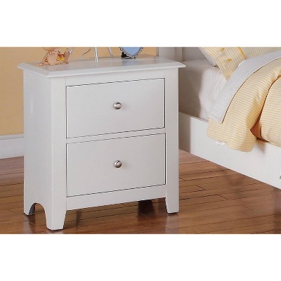 NicBex 2 Drawer Nightstand,Rubber Wood Bedside Table with Round Knob Handles for Bedroom,Living Room