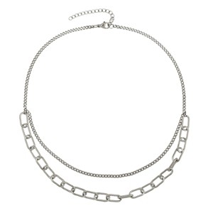Slate by Rebl Two-Layer Paperclip Chain Necklace  Stainless Steel - 1 of 2