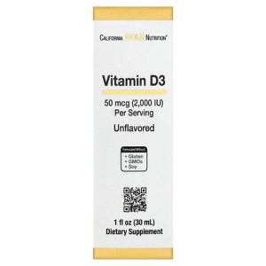 California Gold Nutrition Vitamin D3, Unflavored, 50 mcg (2,000 IU), 1 fl oz (30 ml) - 1 of 4